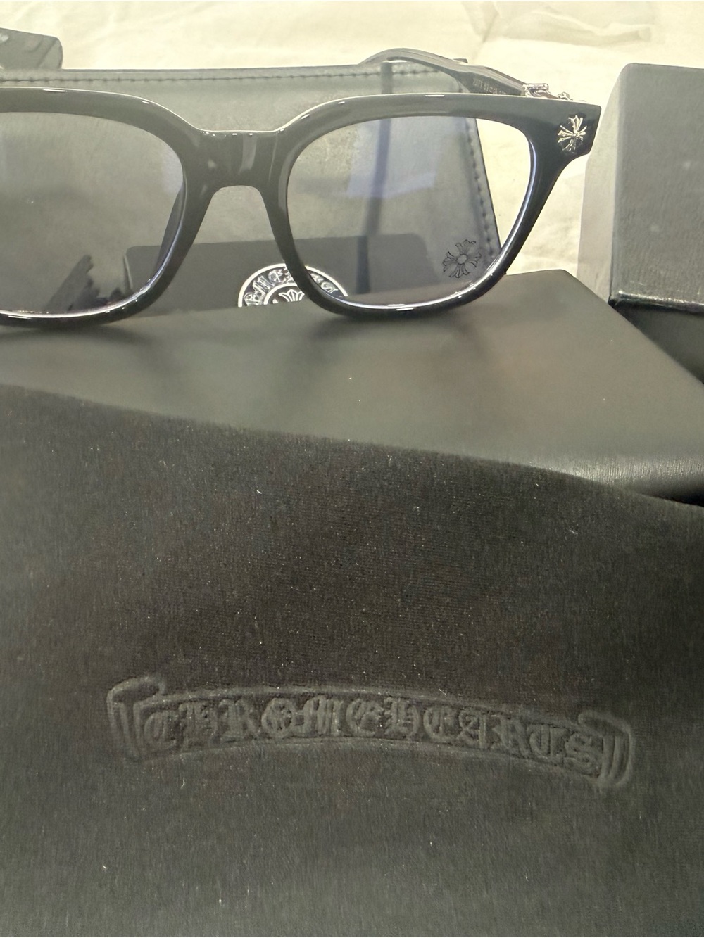 Chrome Hearts Black with Silver Logo Eyewear Sleeve